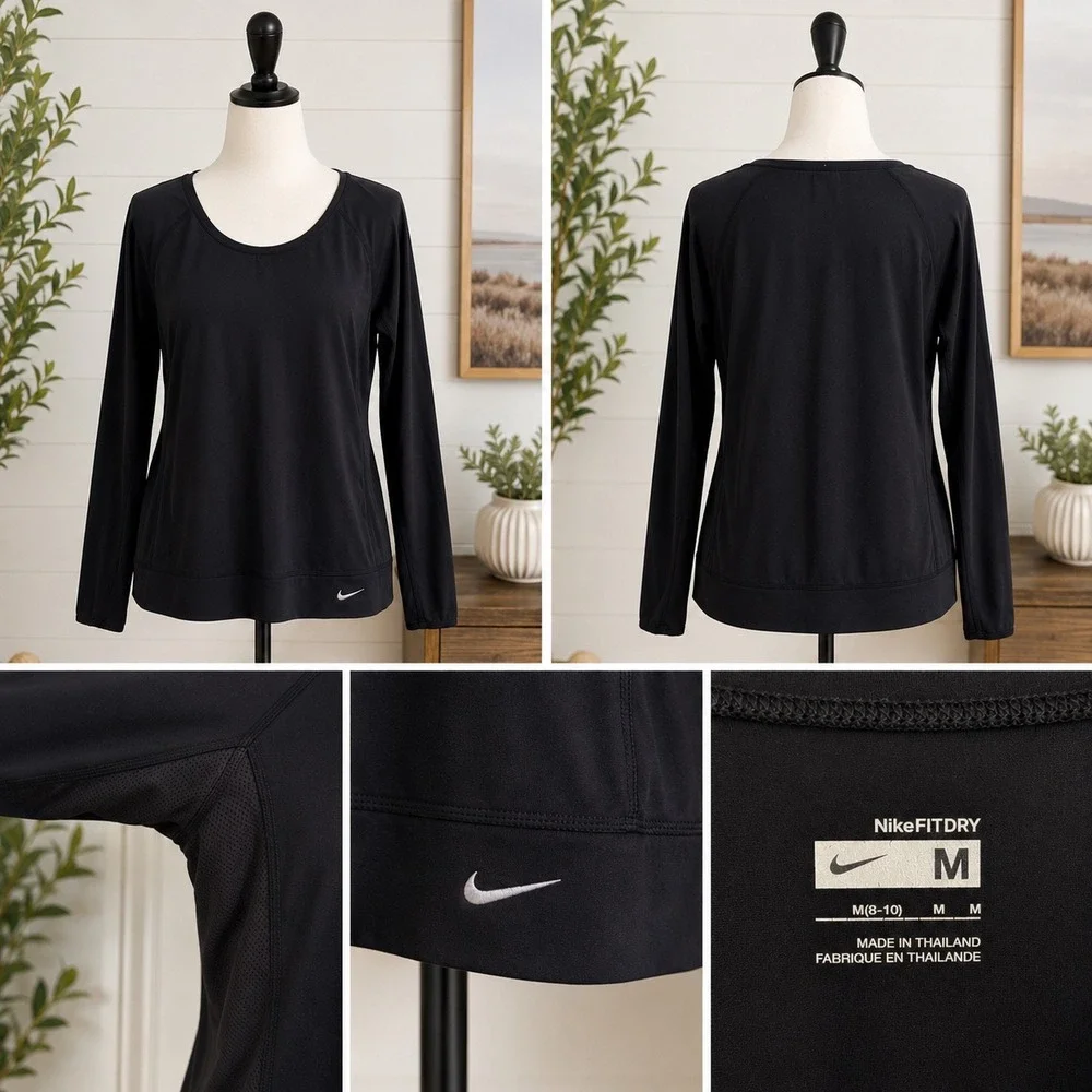 Nike Dri-FIT Women's Medium Black Long Sleeve Athletic Running Workout Top M